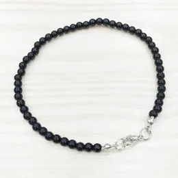 MG0138 Whole Black Onyx Anklet Handamde天然石マラビーズアンクレット4 mmミニジェムストーンジュエリー230J