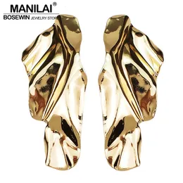 Stud MANILAI Orecchini irregolari in metallo per le donne Dichiarazione di moda Grandi orecchini Regalo di gioielli Accessori color oro 230923