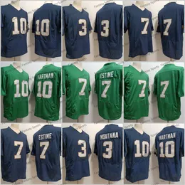 Maglie Irish 10 Sam Hartman Audric Estime College Throwback Kelly Green Classic Navy Mesh Jersey da uomo