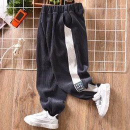 Trousers Boys' Pants Autumn And Winter 2023 Children's Fashion Casual Sportswear Corduroy All-Match Track Elastic Waist
