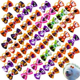 Cão vestuário 20 pcs arcos de cabelo bowknot com diomand brilhante Grooming Rubber Band Halloween Acessórios para pequenos animais de estimação Headwear 230923