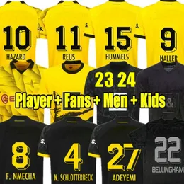 23 24 Jerseys Reus Dortmunds 2023 2024 Camisa de futebol de haller de futebol Borussia Bellingham Neongelb Hummels Brandt Men Kit Kit Special Kit All Black Maillot De Foot 50