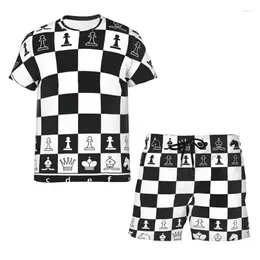 メンズトラックスーツチェス3DプリントサマートラックスーツラウンドネックTシャツとショーツクラシックメン/女性デイリーカジュアルファッション衣装6スタイル