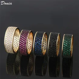 Donia Jewelry Luxury Ring European och American Fashion Round Copper Micro-Inlaid Color Full Zircon Creative Designer Gift241x