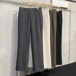 Men's Pants Men's Pants Summer Korean Style Man's Suit Thin Silm Straight Drape Business Casual Office Trousers Male Khaki Gray Black