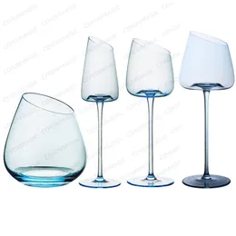 Wine Glasses Lead Free Crystal Red Glass Oblique Blue Goblet Burgundy Bordeaux Champagne Cup Decanter For Couples Wedding Home Party Bar 230923