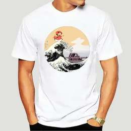 Men's T-skjortor Midnite Star Seascape Design T-shirt Ponyo på Cliff Animated Cotton Cartoon 5833a