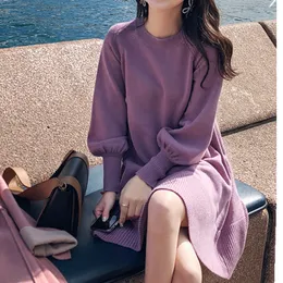 Women's Sweaters 2024 New Spring Korea Dresses Women Knitting Oversize Autumn Lantern Sleeve Fashion Mini Sweater Vestidos Dresses