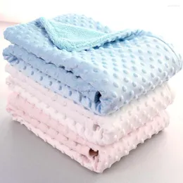 Filtar baby filt swaddling född termisk mjuk fleece solid sängkläder set bomull quilt godis färg sovande säng leveranser