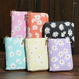 Wallets Fashion Women PU Leather Daisy Flower Money Bag Card Oaganizer Casual Ladies Small Purse Wallet Coin Day Clutches