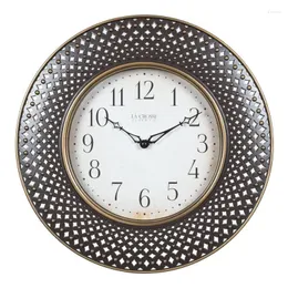 Zegary ścienne Zegar Crosse 16 -calowy antykowy brązowy kratek kwarc analogowy BBB86507 Dekoracje domu nowoczesne stół