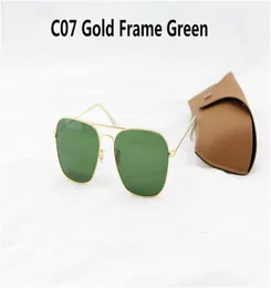5 piezas de gafas de sol rectangulares de moda para hombres y mujeres UV400 gafas de sol cuadradas de metal verde dorado lentes de vidrio de 58 mm con estuches marrones Box4957183