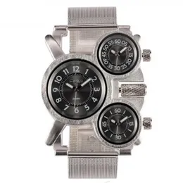 Oulm Brand Large Dial Quartz Military Mens Watch Excell Time Watch Rostfritt stål Band Masculine Wristwatche261n