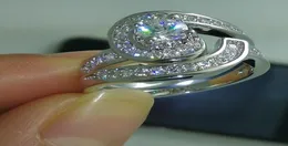 Handmade Ring Sets AAAAA Zircon White Gold Filled Party Wedding Band Rings for women men Engagement Finger Jewelry7146471