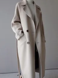 Wełniana mieszanka damska płaszcz zimowy Kobiet szeroki kieszonkowy kieszonkowy mieszanka Zagraniczna długa wykop marna 230923