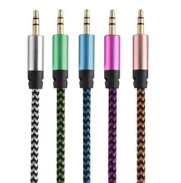 Car Audio AUX Extention Cable Nylon Braided 3ft 1M wired Auxiliary Stereo Jack 35mm Male Lead for smart phone5870614