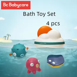 Bath Toys BC Babycare Baby Bath Toys Set 4st Squeeze Sound Bathing Shower Water Squirt Animals Float Rinser Toy Kids Gift BPA GRATIS 230923