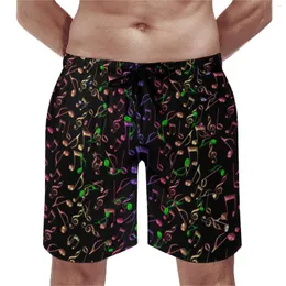 Men's Shorts Music Notes Board Rainbow Retro Short Pants Men Printed Sports Quick Dry Swim Trunks Gift