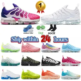 المصممون TN Plus Sports Vapor Max Running Shoes Sneakers Tennis Mens Womens Triple Black White Fuchsia Dream Pink Spell University Blue Size 36-47