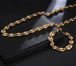 Chains Vintage Stainless Steel Coffee Bean Necklace For Men And Women 11mm60cm Pig Nose Titanium Jewelry Gift1075292