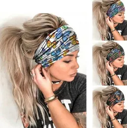 Designer Women Yoga Sport Headband Milk Silk Butterfly Floral Printed Wide Hair Bands Outdoor Fitness Hair Accessories4849567