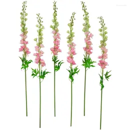 Flores decorativas de 6 hastes florais artificiais rosa Delphinium 40 glicínias penduradas vasos secos de hortênsia para Ce