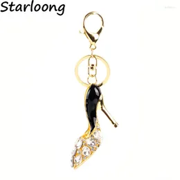 Keychains High Quality Drip Alloy Keychain Chaveiro Drop Oil Heels Crystal Beads Women Stainless Key Ring