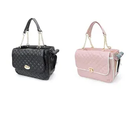 YUEXUAN Designer Fashion Borsa per cani e gatti Borsa per animali domestici in pelle PU Borsa per cani di taglia piccola e media Borsa per cani Borsa per gatti grande Borsa per cani da compagnia per escursioni all'aperto, Nero, Rosa