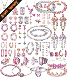 Pendant Necklaces Original Novelty 2023 Trend Sale Fashion Pink Charm Set Jewelry Edge Earrings Necklace Bracelet Ring Christmas Gift Women 2301038631073