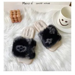 Slipper Winter Girl's Artificial Wool Fashion Slippers Children's Home Indoor Versatile Outgoing Flat Shoes