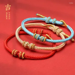Charm-Armbänder Achtsträngige geflochtene flache Schnalle Verstellbares rotes Seilarmband kann frei mit Emaille-Accessoires für Paare getragen werden