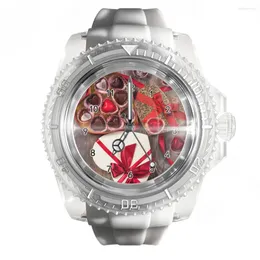 손목 시계 세련된 투명한 실리콘 화이트 시계 발렌타인 데이 러브 선물 감시 남성과 여자 석영 스포츠 손목