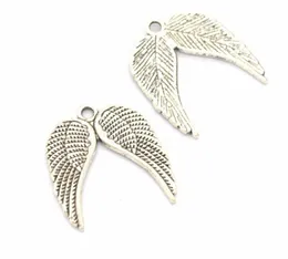 100 pzlotto argento antico placcato ali d'angelo cuore lega pendenti di fascini per accessori di gioielli che fanno risultati 21x19mm9364923