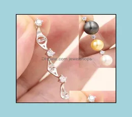 Jewelry Settings 3 Drop Pearl Pendant Necklace Setting Mounting Base Solid 925 Sterling Sier Womes Diy Findings Accessory Mounts W8822179