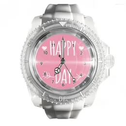 Wristwatches Transparent Silicone Watch Pink Geometric Love Letter Men's And Women's Watches Fashion Trend Quartz Wrist