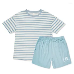 Men's Tracksuits LBL Summer Cotton Short Sleeved Pajamas Sets 2023 Male Pajama Set Striped For Men Sleepwear Suit Homewear