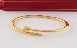 High quality Luxury Jewelry bangle Brand Classic Designer Gold Inlay Diamond Nail Cuff Bracelet Women Men for Gift7689836