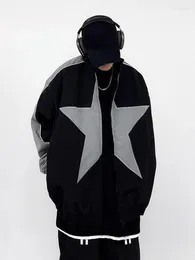 Kurtki męskie Patchwork Five Winted Star Jacket Loose College Style Varsity Outdoor 2023 Spring and Autumn High Street Unisex Patru