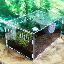 爬虫類供給透明な大きな耐久性のあるアクリルテラリウムボックス冷血動物のための昆虫の家の装飾230923