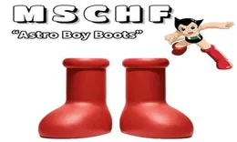 2023 Big Red Boots Designer MSCHF Astro Boy Cartoon Boot into Real life Smooth Rubber Round Toe fantasy magic shoes for men women 2403816