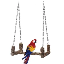 Other Bird Supplies 15.4Inch Wooden Parrot Swings with Metal Chain Hook Birds Perches Parakeet Safety Standing Racks Pet Bird Supply 230923