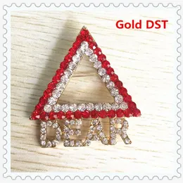 Brooches Fashion Triangle Sigma Crystal Brooch 45 45mm Red Clear Lapel Fraternity Dear Alloy Two Colors 5 Or 10pcs OGB006-1