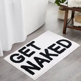 Bath Mats Inyahome Get Naked Bath Mat Bathroom Rugs for Bathtub Mat Cute Bath Rugs for Apartment Decor Tufted Gray and White Shower Mat 230923