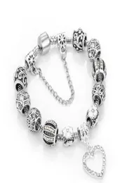 WholeBeads Bracelet 925 Silver Pandor Bracelets loveheart Pendant Bangle Charm forleaf clover bead as Gift diy women Jewelry5645441