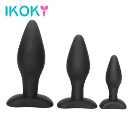 Giocattoli per adulti IKOKY Set da 3 pezzi Prodotti SML Sesso per uomini Donne Gay Massaggiatore per la prostata Trainer anale Butt Plug Nero 230925