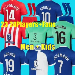 Soccer 23 Griezmann Morata 24 Jerseys Memphis 2023 2024 120th M.llorente Correa Koke Atlético de Madrids Camisetas de Futbol Lemar Carrasco Men Kit Futebol 20 20 20