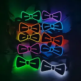 Party Favor Glowing LED Män kvinnor Bow Tie Neon Fan Luminous Ties on Birthday Music Nightclub Cosplay Costume Decor Accessories Q587