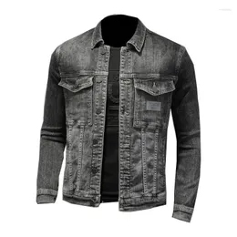 メンズジャケットAbrigo Vaquero Inforcal Para Hombre Ropa de Calle Chaquetas Vaqueras Lavadas Prendas Vestir Exteriores Ajustadas