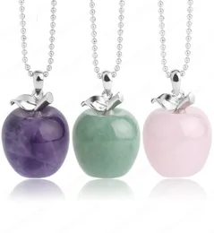Suspension Apple Natural Stone Pendant Crystal Pendants Quartz Bead Necklaces Fashion Jewelry for Female Women Gift9651150