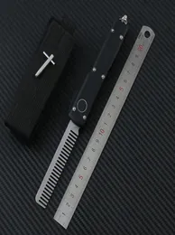 Тактическая расческа для бороды UT Карманный нож EDC D2 Лезвие Авиационная алюминиевая ручкаТочный процесс с ЧПУ Автоматические инструменты на заказ в стиле США UTX857576082